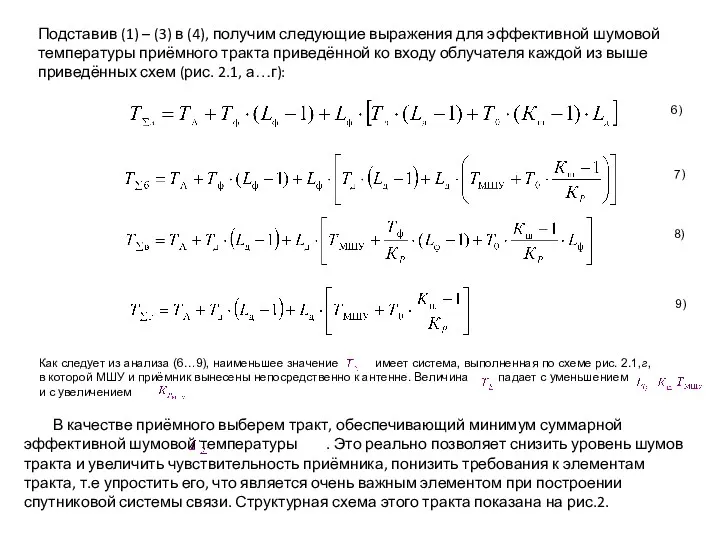 Подставив (1) – (3) в (4), получим следующие выражения для эффективной шумовой температуры