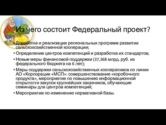 Из чего состоит Федеральный проект? Доработка и реализация региональных программ