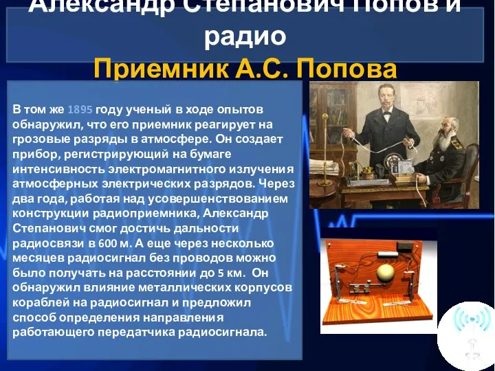 Александр Степанович Попов и радио Приемник А.С. Попова В том