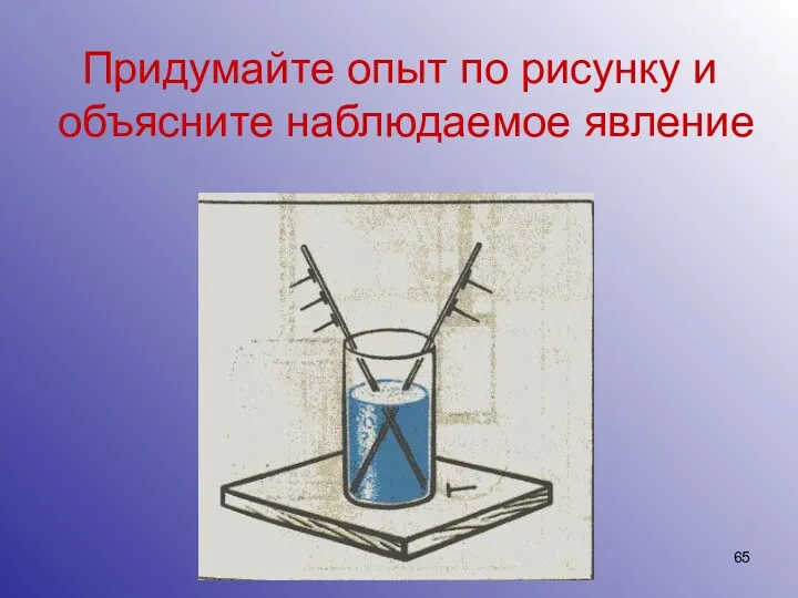 Придумайте опыт по рисунку и объясните наблюдаемое явление