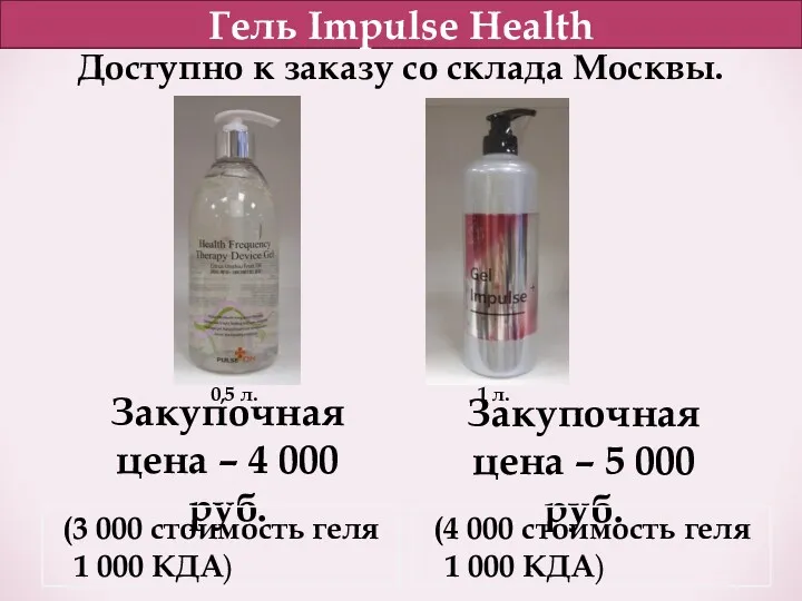 Гель Impulse Health Доступно к заказу со склада Москвы. Закупочная