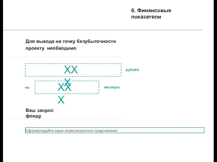 6. Финансовые показатели Для выхода на точку безубыточности проекту необходимо