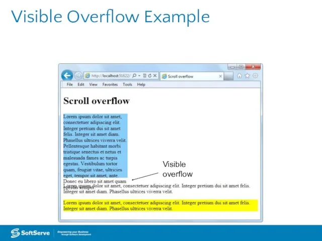 Visible Overflow Example Visible overflow