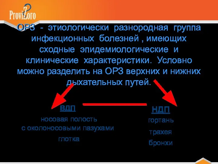 ОРЗ - этиологически разнородная группа инфекционных болезней , имеющих сходные