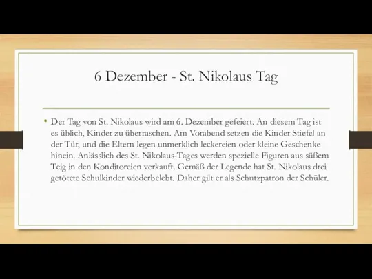 6 Dezember - St. Nikolaus Tag Der Tag von St. Nikolaus wird am