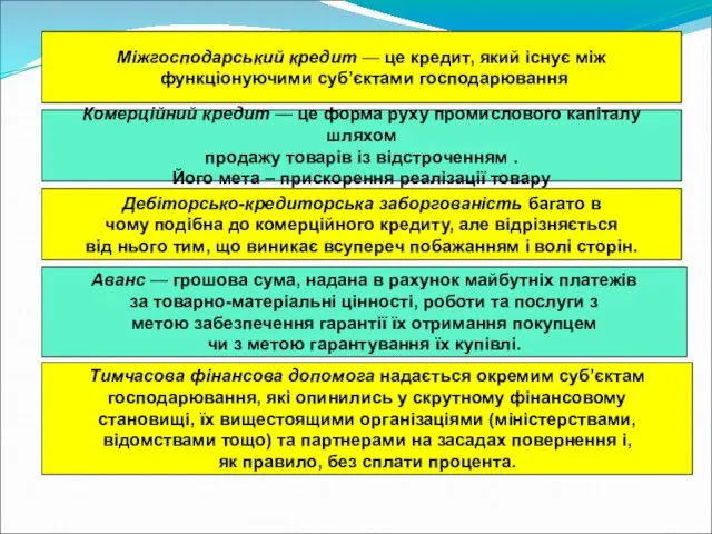 Міжгосподарський кредит — це кредит, який існує між функціонуючими суб’єктами