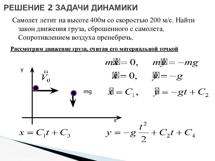 2 закон Ньютона РЕШЕНИЕ 2 ЗАДАЧИ ДИНАМИКИ Рассмотрим движение груза,