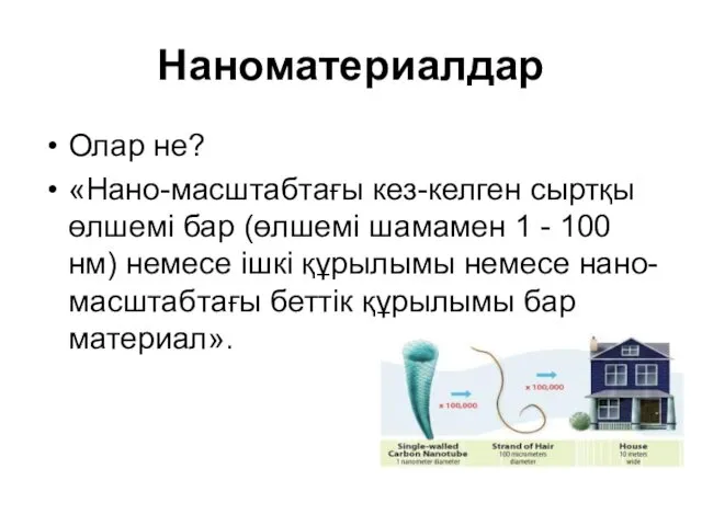 Наноматериалдар Олар не? «Нано-масштабтағы кез-келген сыртқы өлшемі бар (өлшемі шамамен