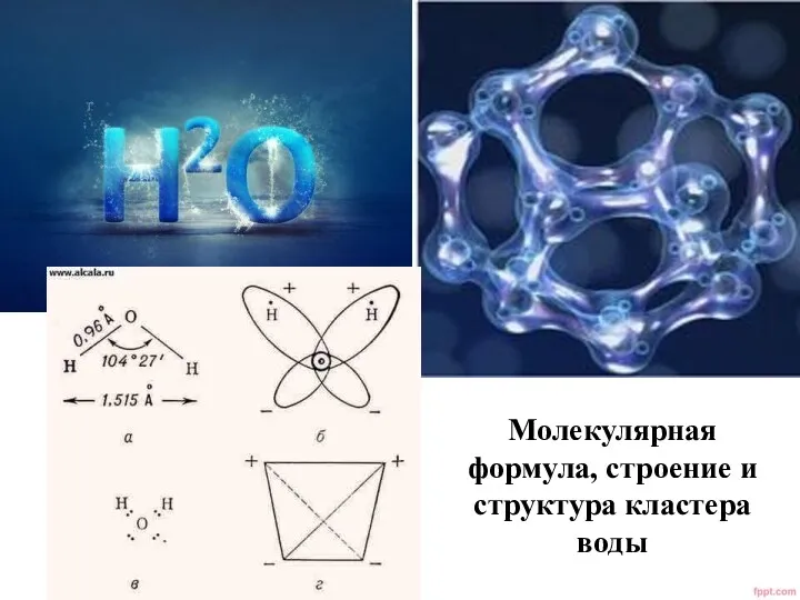 Молекулярная формула, строение и структура кластера воды
