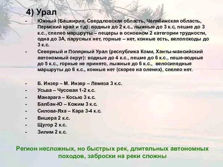 4) Урал Южный (Башкирия, Свердловская область, Челябинская область, Пермский край