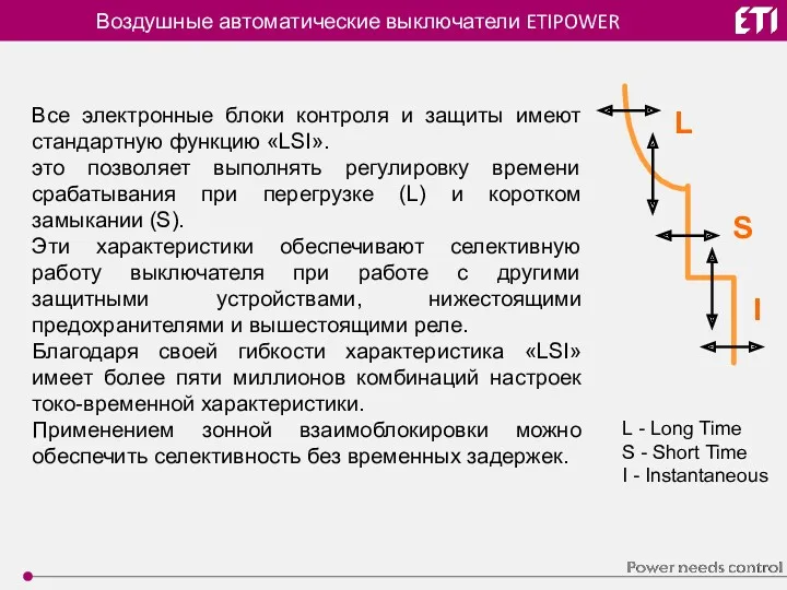 Воздушные автоматические выключатели ETIPOWER Все электронные блоки контроля и защиты