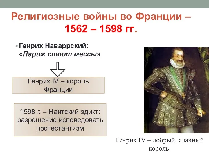 Религиозные войны во Франции – 1562 – 1598 гг. Генрих