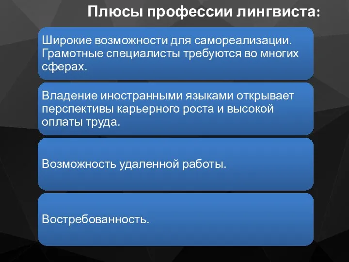 Плюсы профессии лингвиста: