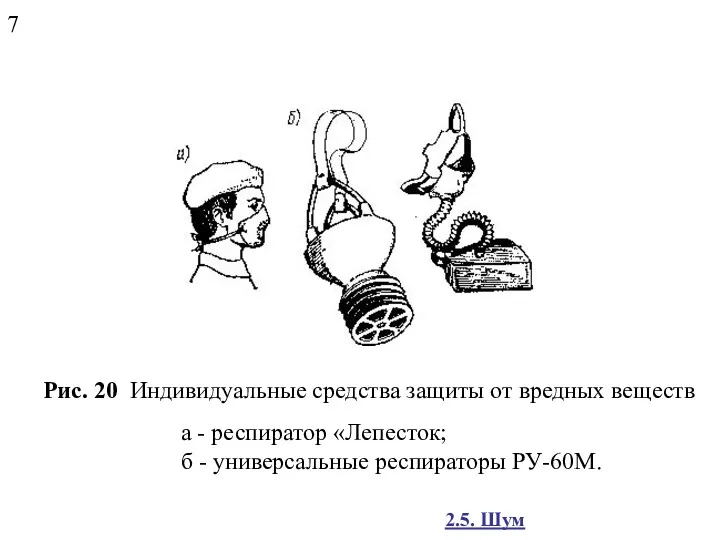 7 Рис. 20 Индивидуальные средства защиты от вредных веществ а