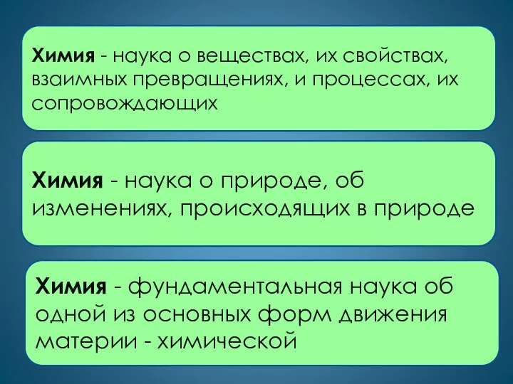 Химия - наука о веществах, их свойствах, взаимных превращениях, и