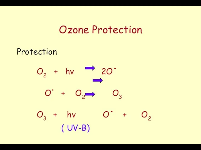 Ozone Protection Protection O2 + hν 2O. O. + O2