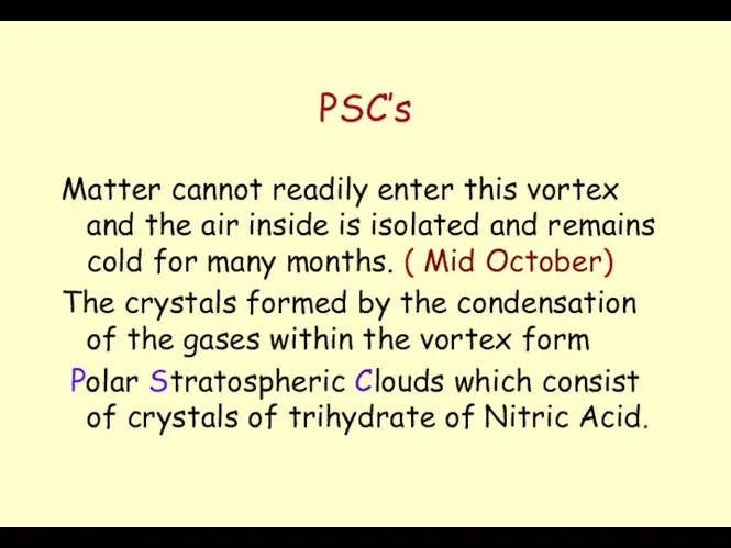 PSC’s Matter cannot readily enter this vortex and the air