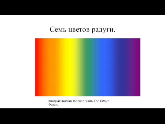 Семь цветов радуги. Каждый Охотник Желает Знать, Где Сидит Фазан.