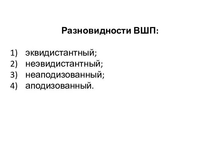 Разновидности ВШП: эквидистантный; неэвидистантный; неаподизованный; аподизованный.