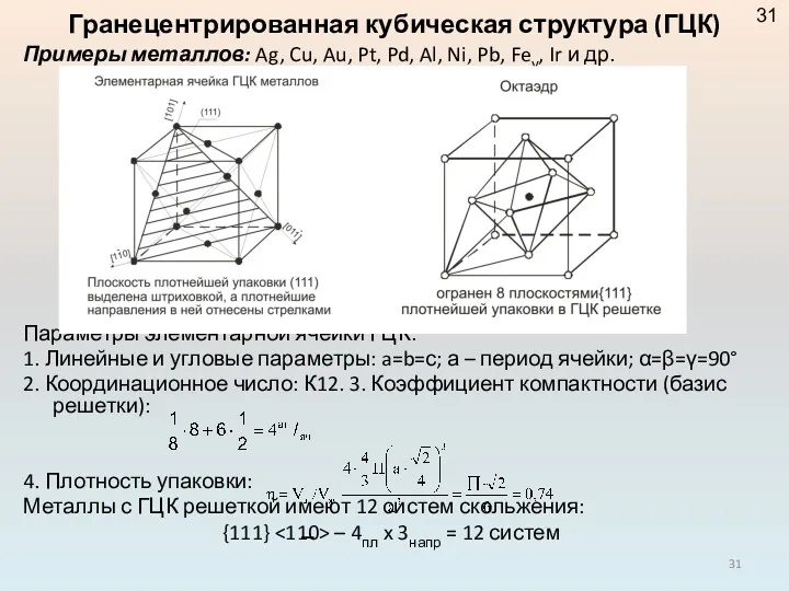 Примеры металлов: Ag, Cu, Au, Pt, Pd, Al, Ni, Pb,