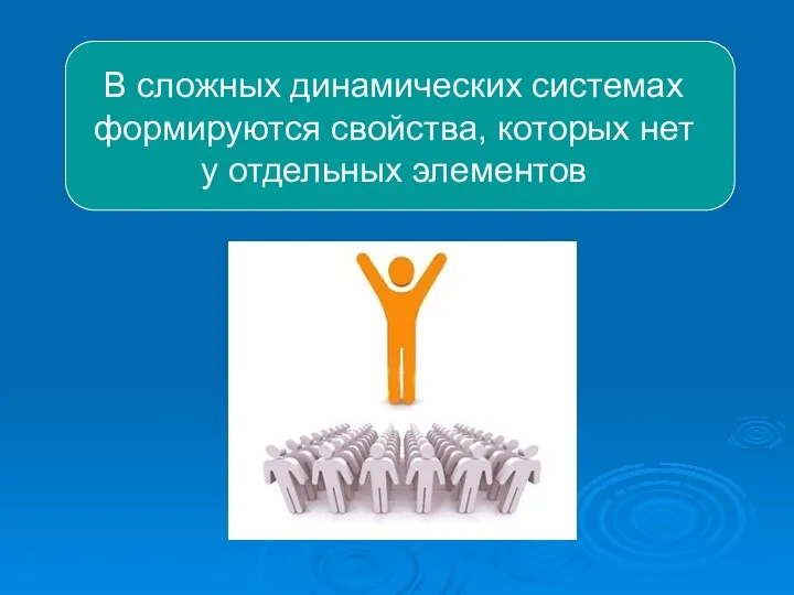 В сложных динамических системах формируются свойства, которых нет у отдельных элементов