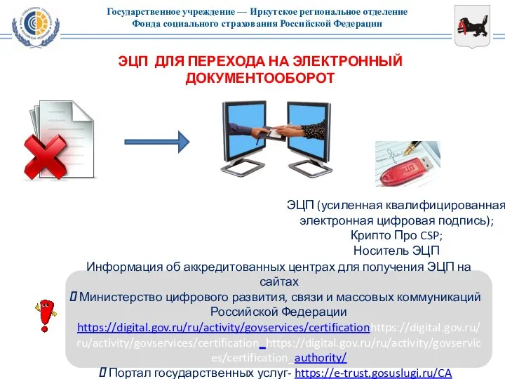 ЭЦП ДЛЯ ПЕРЕХОДА НА ЭЛЕКТРОННЫЙ ДОКУМЕНТООБОРОТ ЭЦП (усиленная квалифицированная электронная