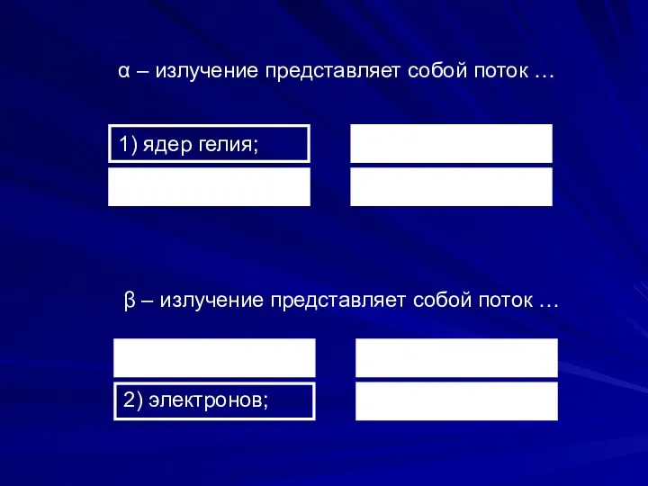 4) протонов. 3) нейтронов; 1) ядер гелия; 2) электронов; α