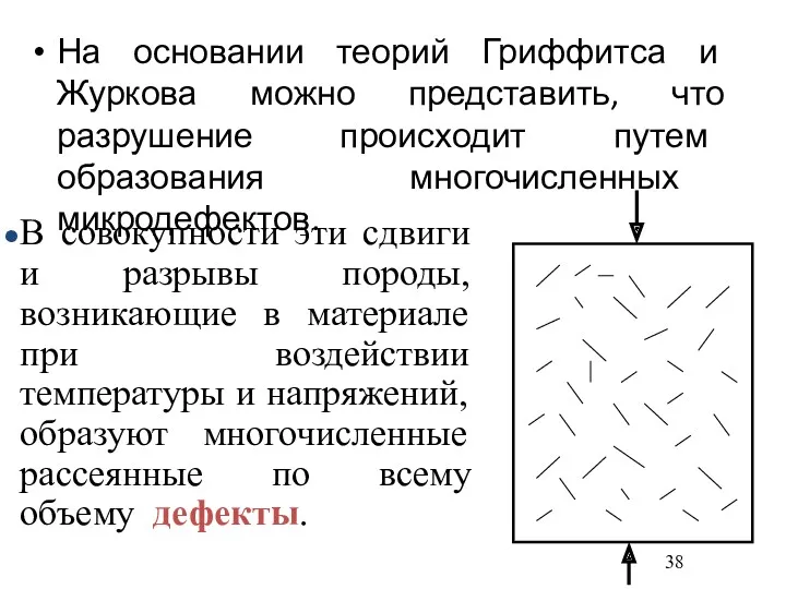 На основании теорий Гриффитса и Журкова можно представить, что разрушение