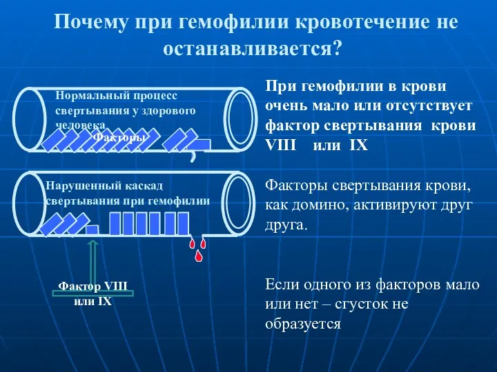 Почему при гемофилии кровотечение не останавливается? При гемофилии в крови