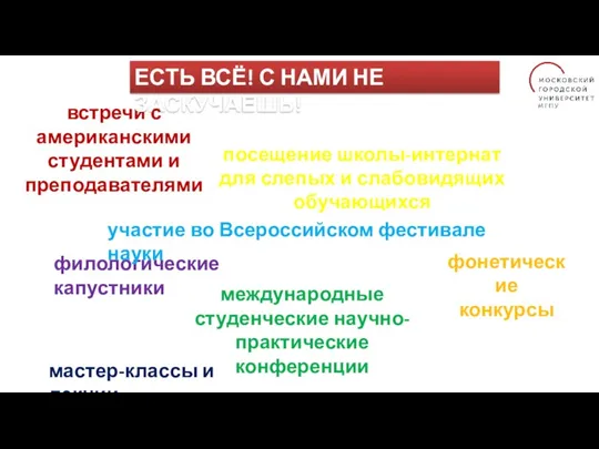 встречи с американскими студентами и преподавателями ЕСТЬ ВСЁ! С НАМИ