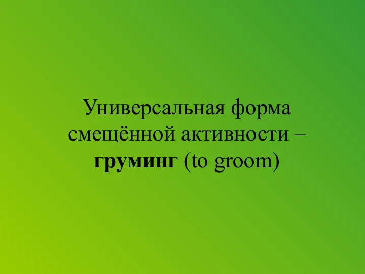 Универсальная форма смещённой активности – груминг (to groom)