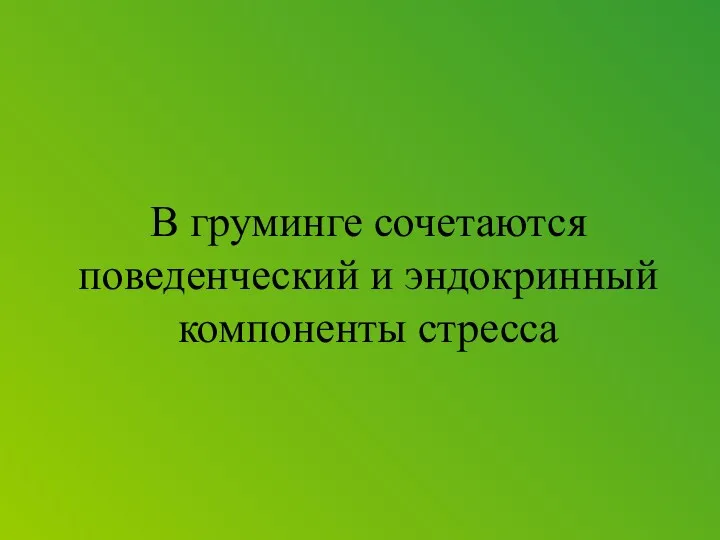 В груминге сочетаются поведенческий и эндокринный компоненты стресса