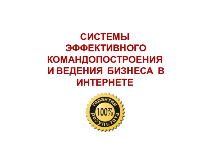 СИСТЕМЫ ЭФФЕКТИВНОГО КОМАНДОПОСТРОЕНИЯ И ВЕДЕНИЯ БИЗНЕСА В ИНТЕРНЕТЕ