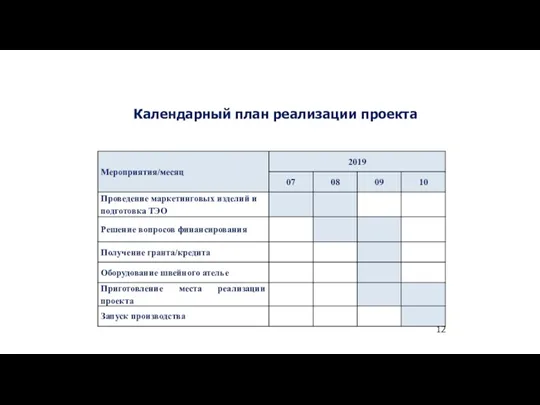 12 Календарный план реализации проекта