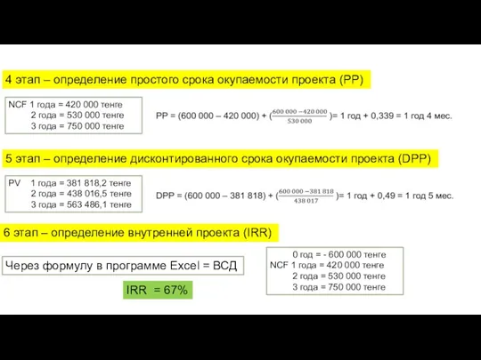 4 этап – определение простого cрока окупаемости проекта (PP) 5 этап – определение