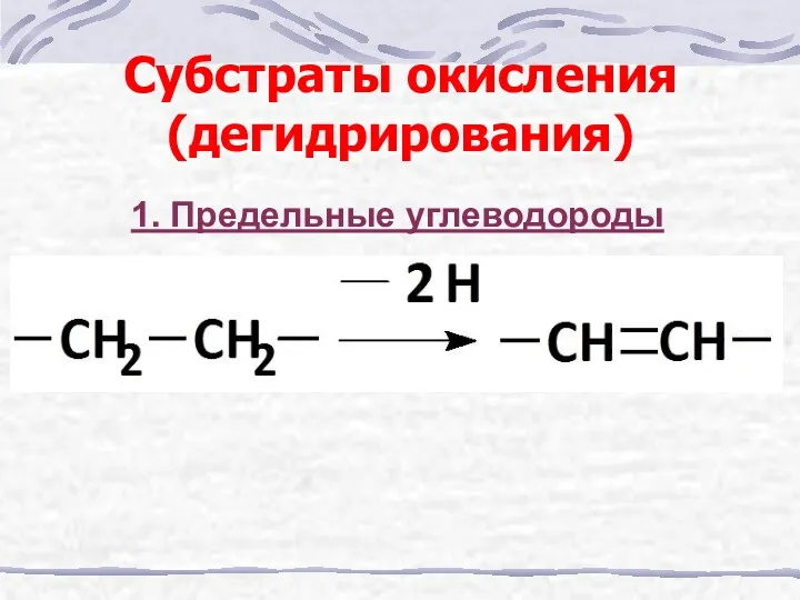 Субстраты окисления (дегидрирования) 1. Предельные углеводороды