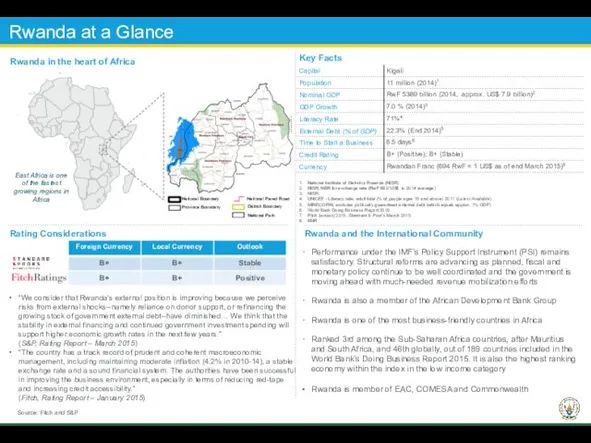 Rwanda at a Glance “We consider that Rwanda's external position is improving because