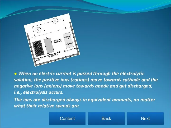 ● When an electric current is passed through the electrolytic