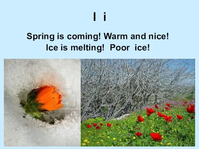 I i Spring is coming! Warm and nice! Ice is melting! Poor ice!
