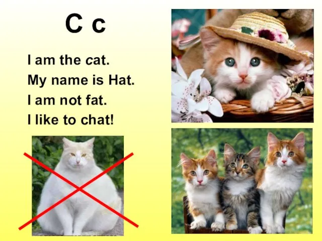 C c I am the cat. My name is Hat.