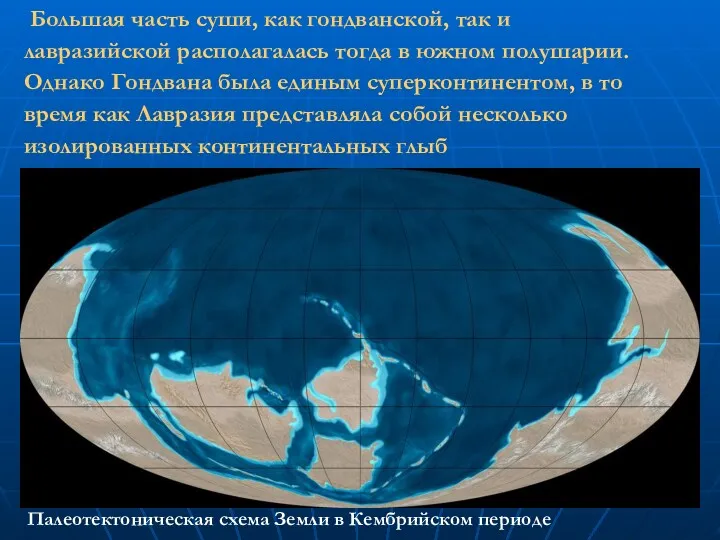 Большая часть суши, как гондванской, так и лавразийской располагалась тогда