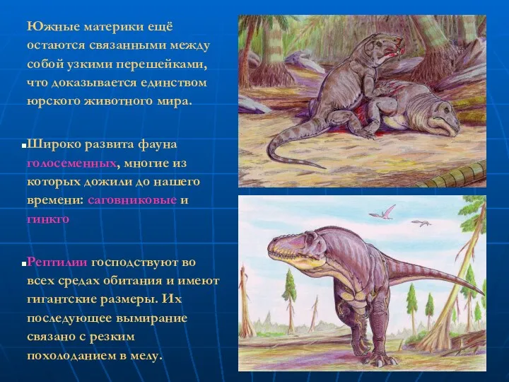 Южные материки ещё остаются связанными между собой узкими перешейками, что