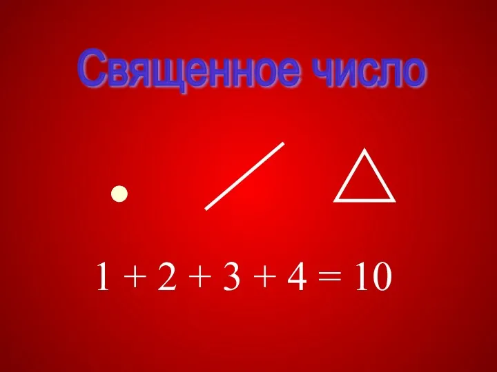 1 + 2 + 3 + 4 = 10 Священное число