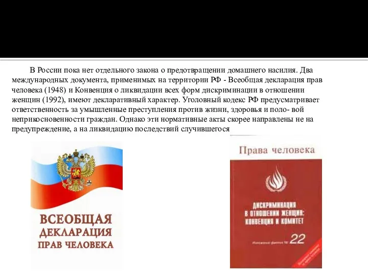 В России пока нет отдельного закона о предотвращении домашнего насилия.