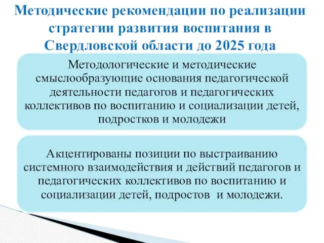 Методические рекомендации по реализации стратегии развития воспитания в Свердловской области до 2025 года