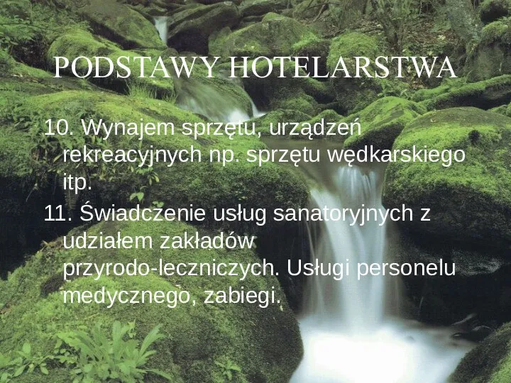 PODSTAWY HOTELARSTWA 10. Wynajem sprzętu, urządzeń rekreacyjnych np. sprzętu wędkarskiego