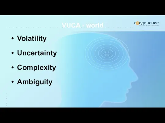 VUCA - world Volatility Uncertainty Complexity Ambiguity
