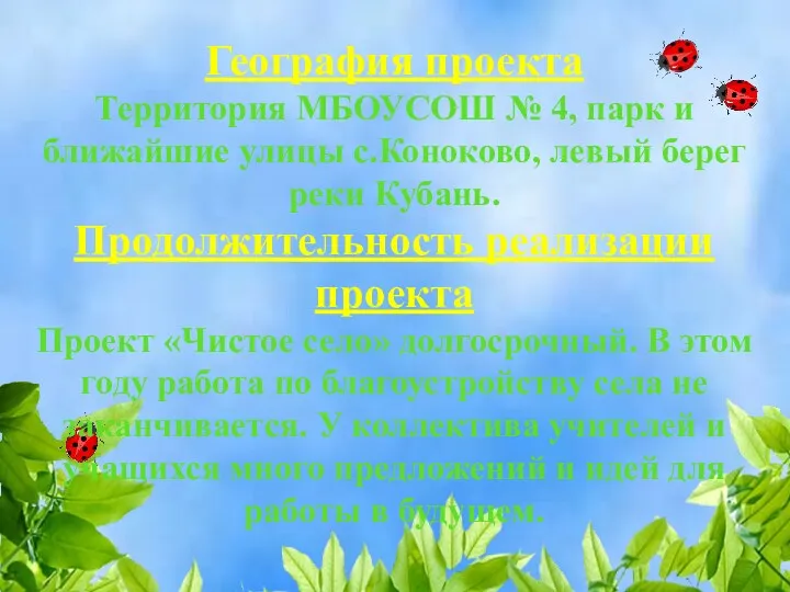 География проекта Территория МБОУСОШ № 4, парк и ближайшие улицы