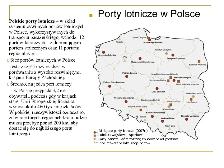 Porty lotnicze w Polsce Polskie porty lotnicze – w skład