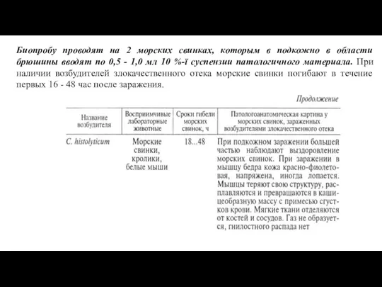 Биопробу проводят на 2 морских свинках, которым в подкожно в